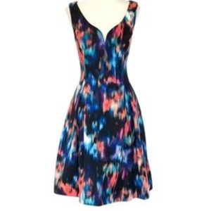 Calvin Klein fit and flare watercolor print dress